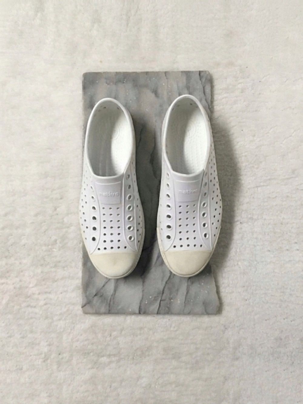 Native Jefferson All-White Perforated Slip On EVA Sneakers Shoes Size 10